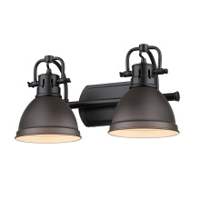Golden 3602-BA2 BLK-RBZ - Yep by Golden Lighting Duncan 2-light Vanity in Matte Black and Rubbed Bronze shade